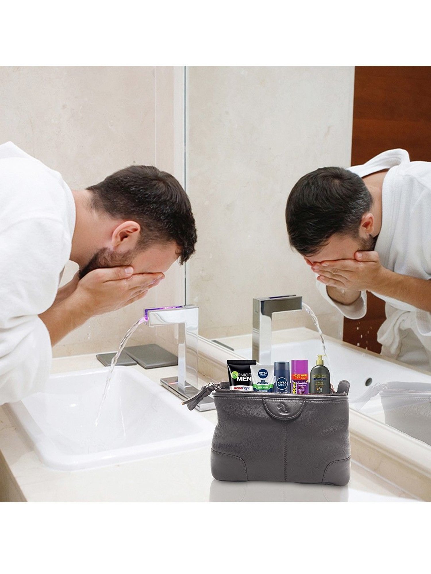 Kara Black Unisex Leather Pouch