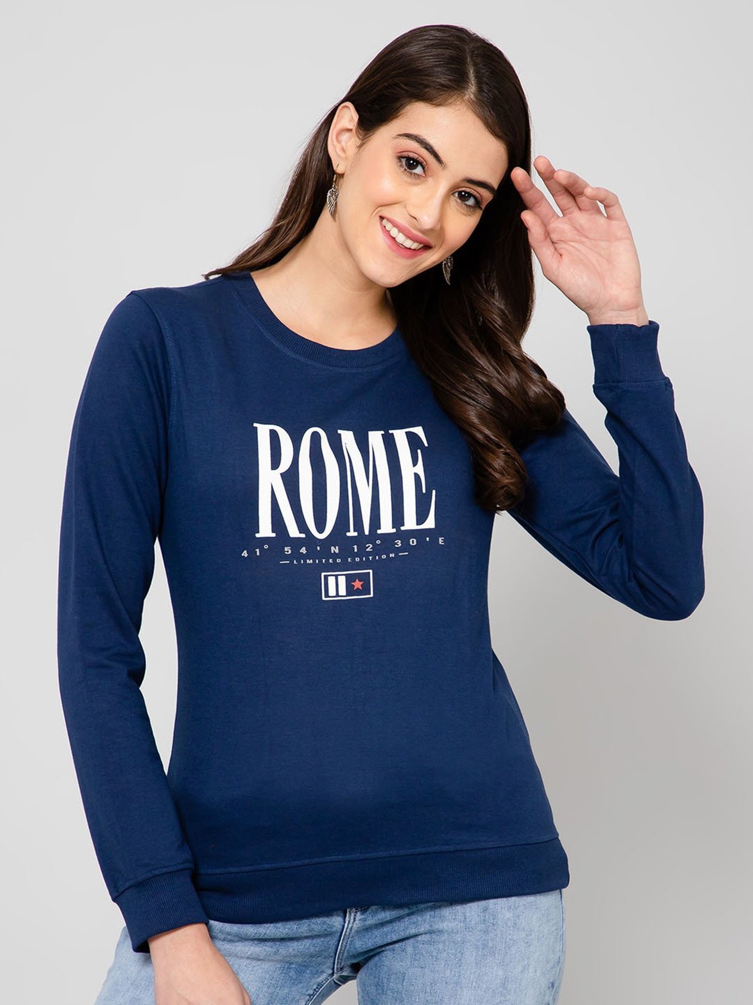 Crozo By Cantabil Navy Graphic Print Sweatshirt