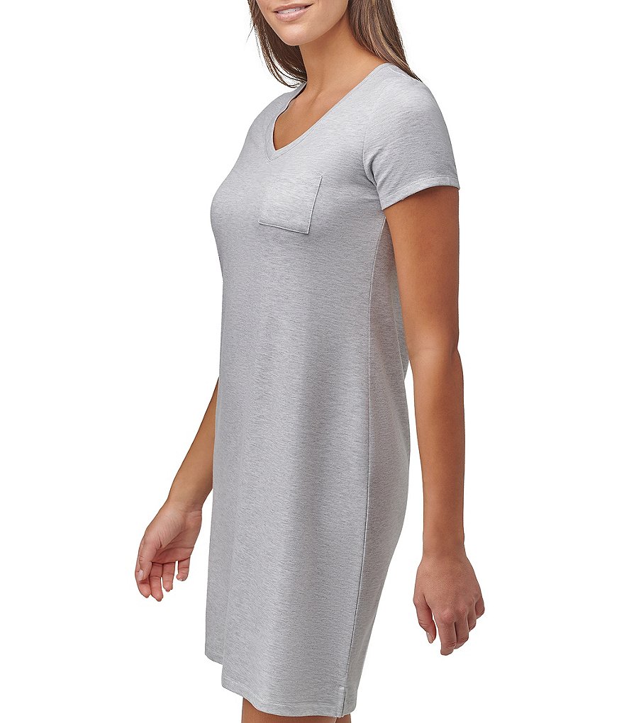 Marc New York Heathered French Terry Short Sleeve V-Neck T-Shirt Dress