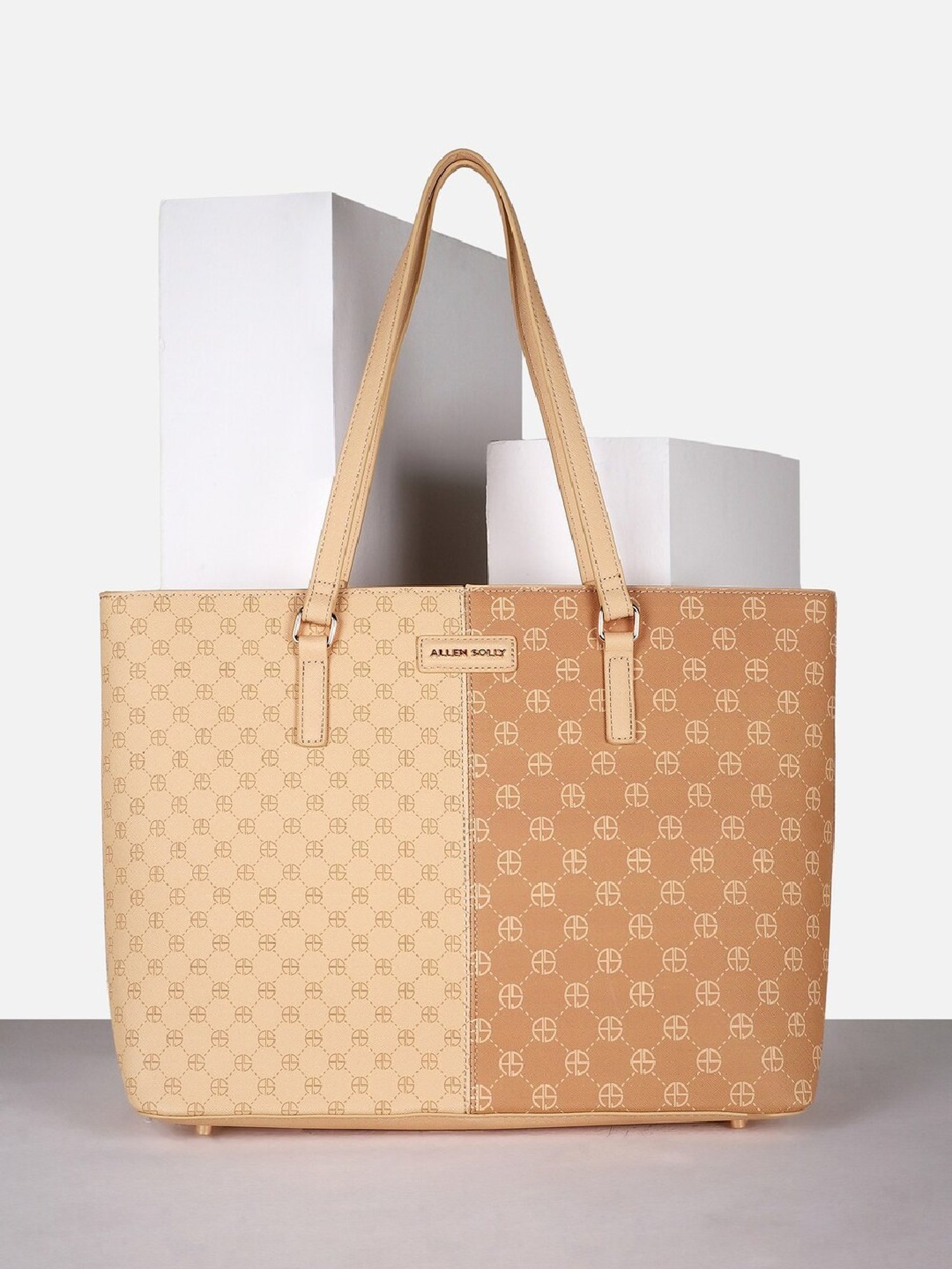 Allen Solly Beige Printed Tote Handbag