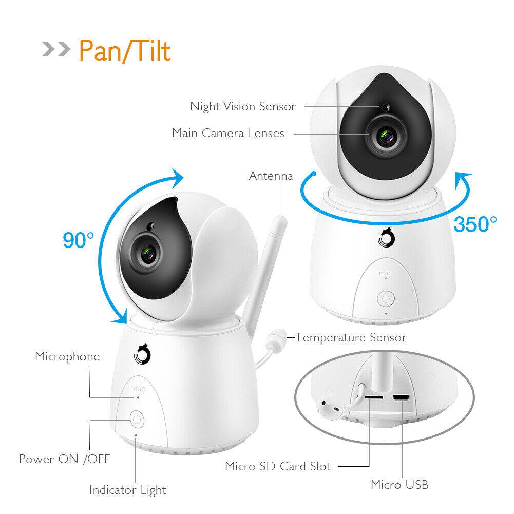Dragon Touch Baby Monitor DT24 Pro Wireless 1000ft Security Camera Audio 2.4GHz Dragon Touch