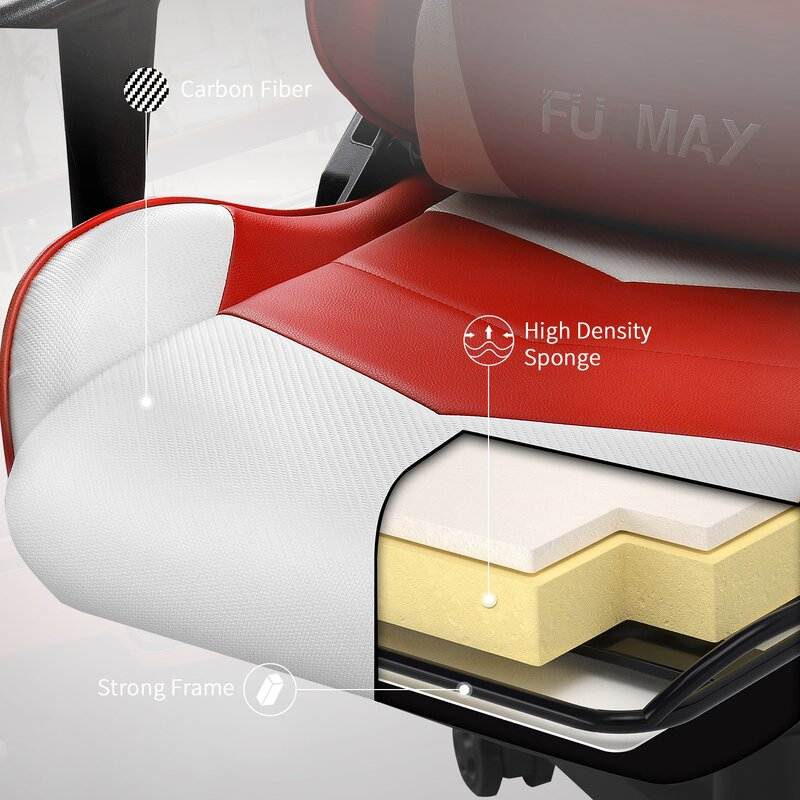 Furmax Gaming Office Chair Ergonomic High-Back Racing Style Adjustable Height Executive Computer Chair, PU Leather Swivel Desk Chair (Black/Grey)