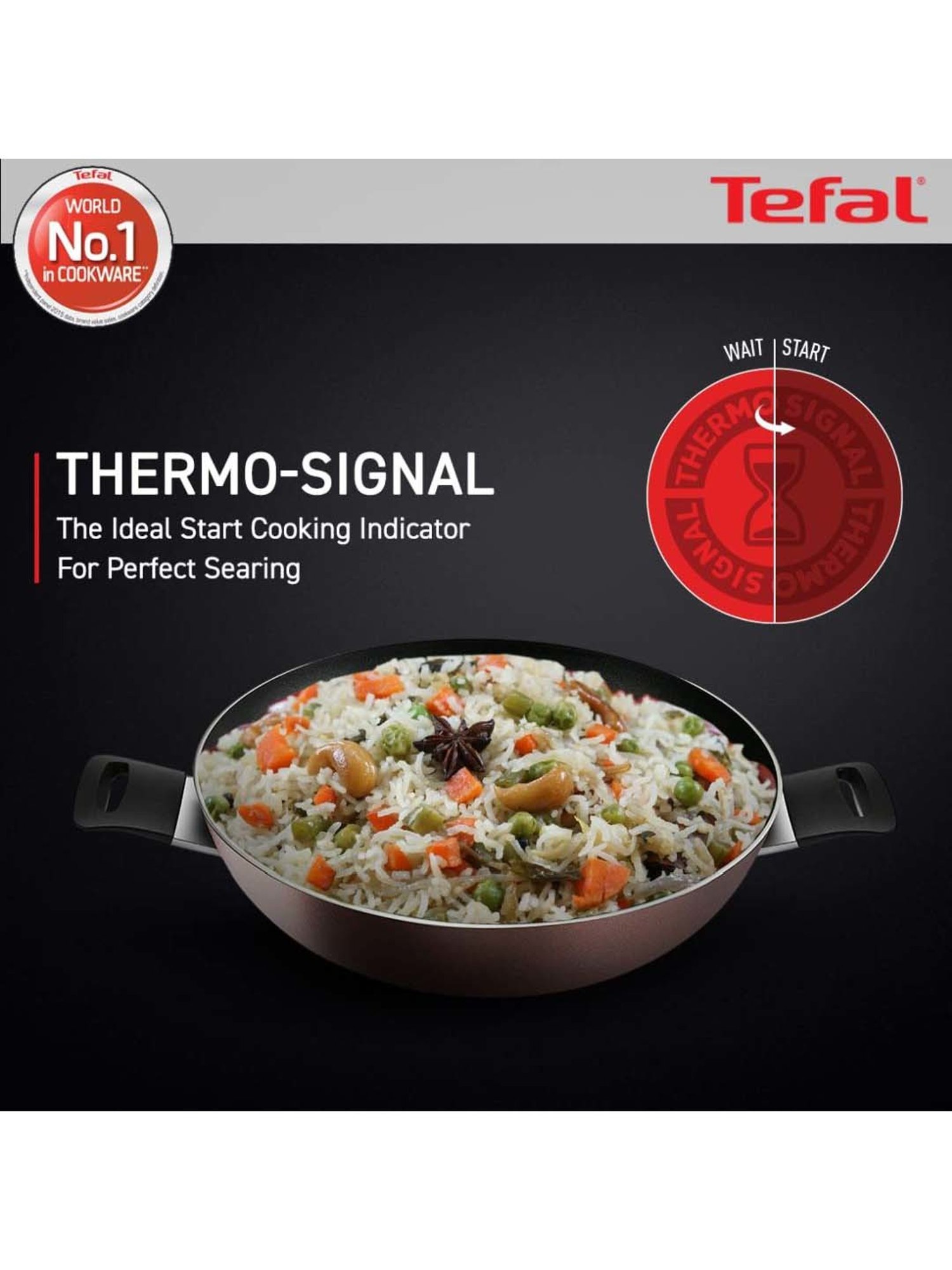 Tefal Day By Day Brown Aluminium 28 cm Non Stick Kadhai With Lid (5 L)