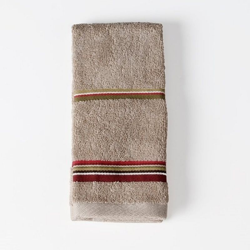 Saturday Knight Ltd Madison Stripe High Quality & Ultra-Durable Bath Tip Towel For Everyday Use 11x18-in, Red