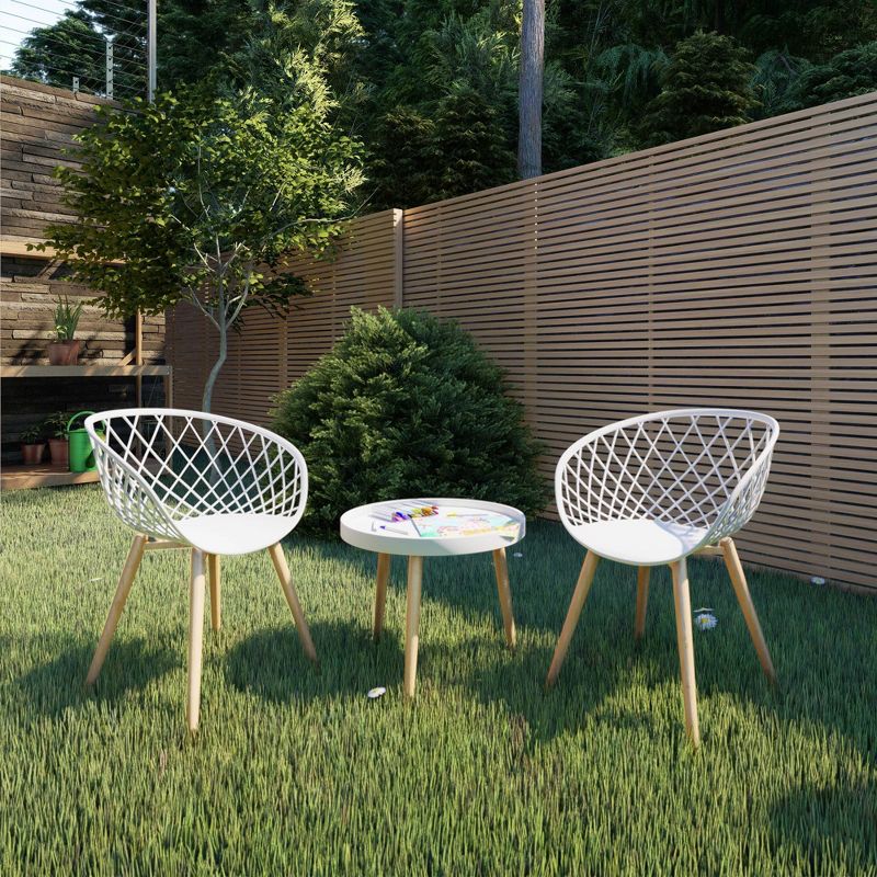 Set of 2 Kurv Mini Kids' Chairs White/Natural - Jamesdar