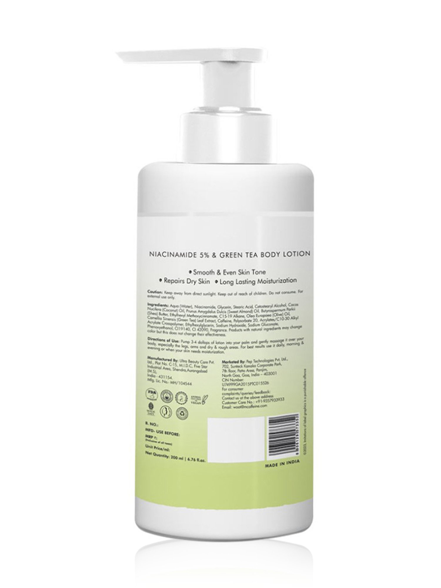 mCaffeine 5% Niacinamide & Green Tea Body Lotion - 200 ml