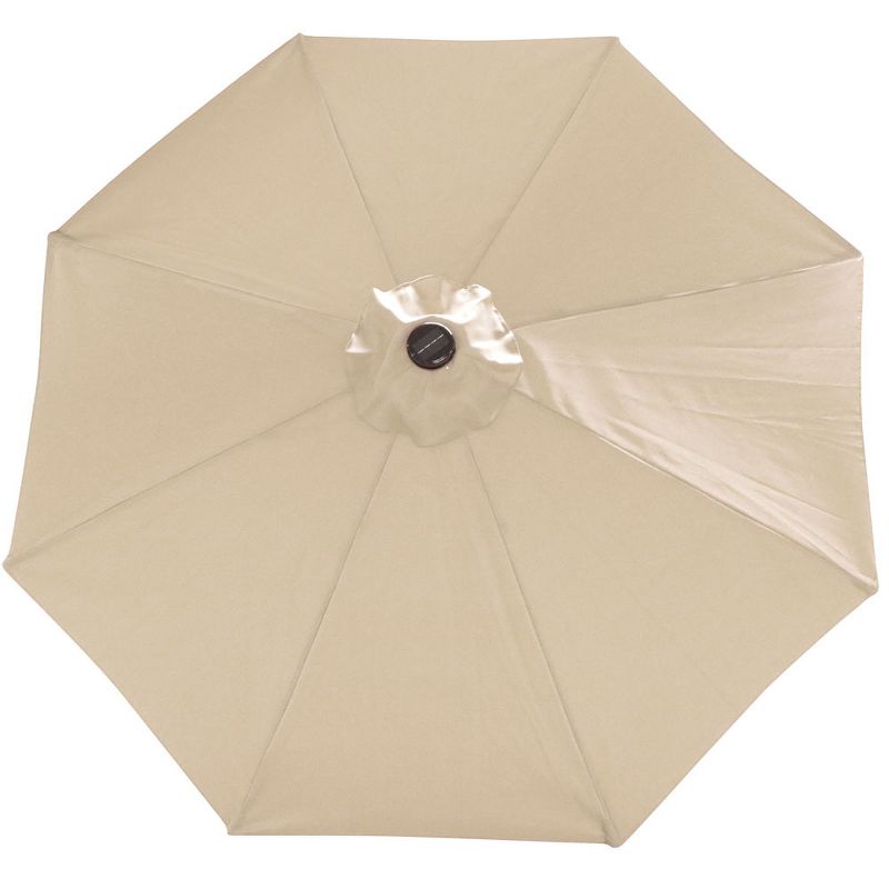 Sunnydaze Outdoor Solar Patio Umbrella with Polyester Canopy, LED Lights and Push Button Tilt and Crank - 9' - Beige