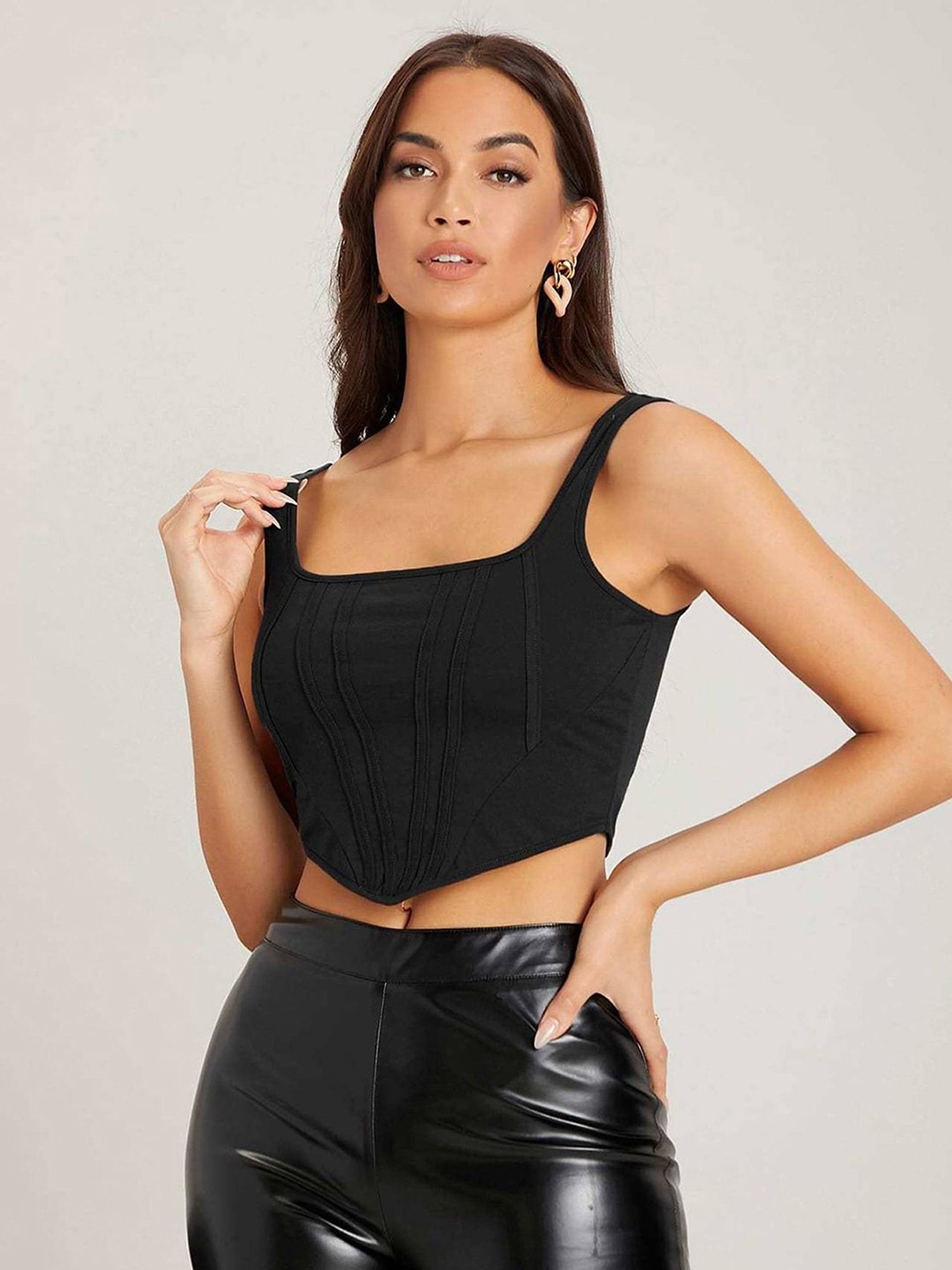 SELVIA Black Regular Fit Crop Top
