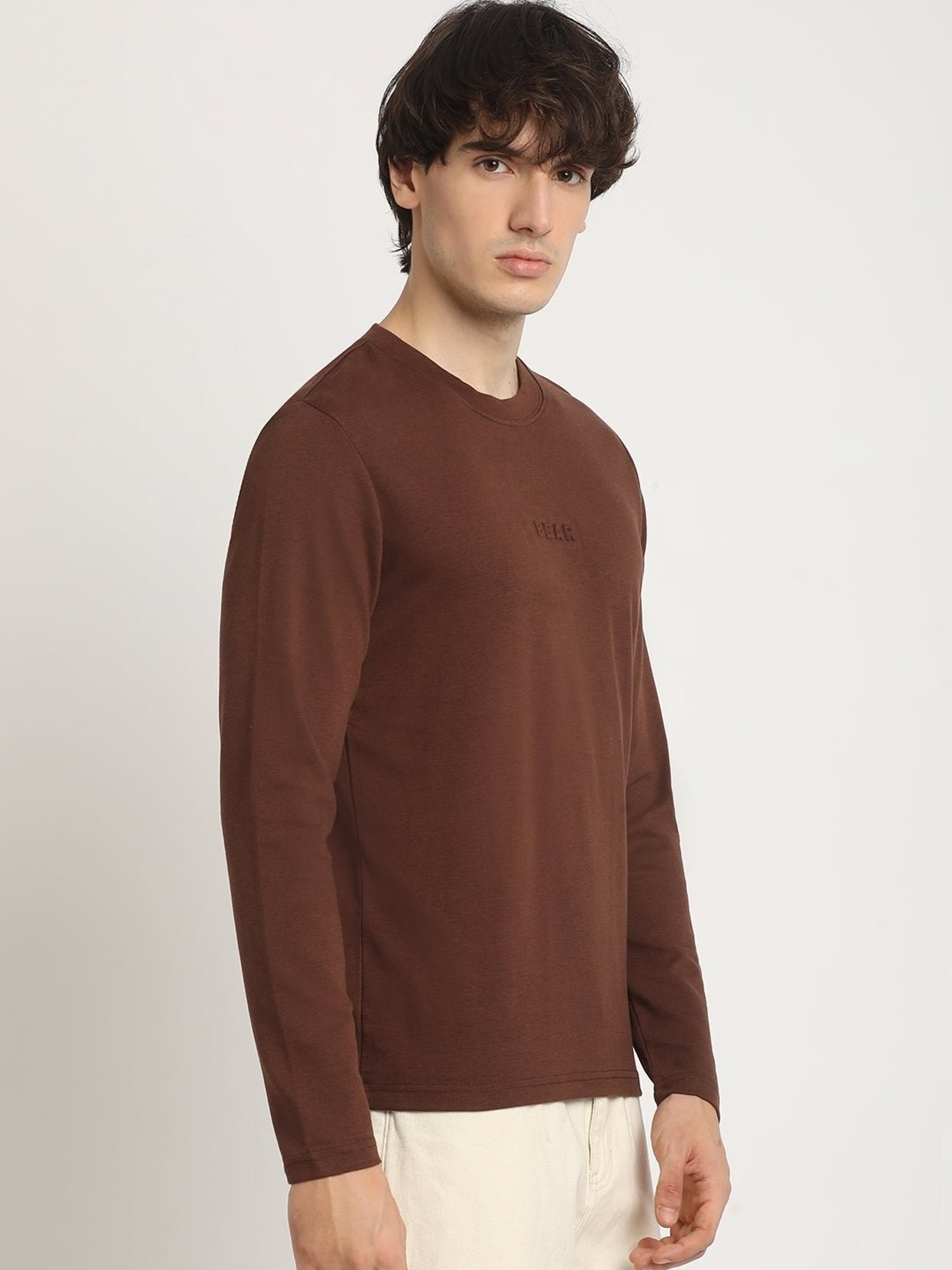 The Bear House Brown Regular Fit Logo Printed T-Shirt