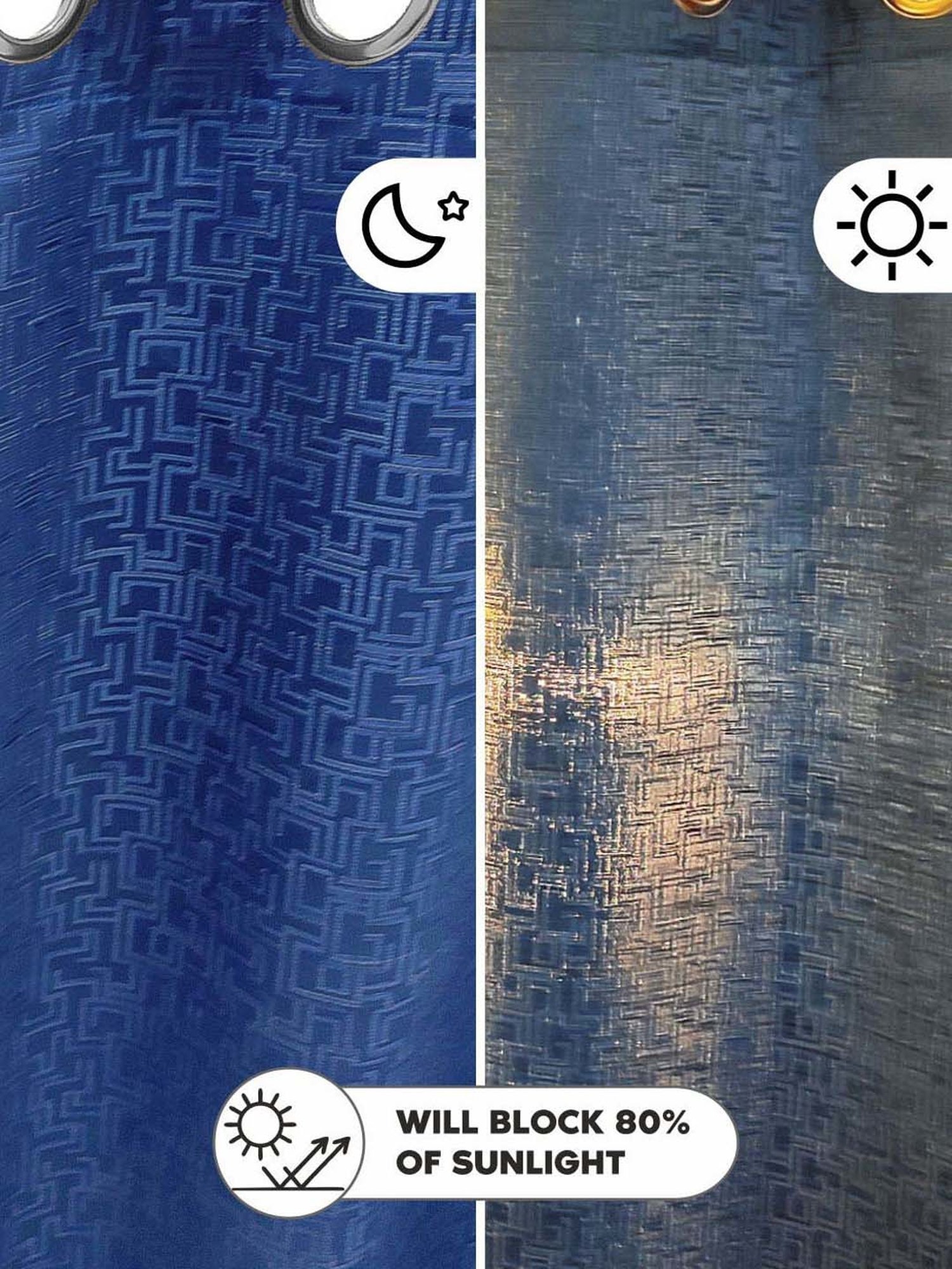 Bianca D`ROMANIO Blue Faux Silk 9 Ft. Long Door Curtain - Set of 2