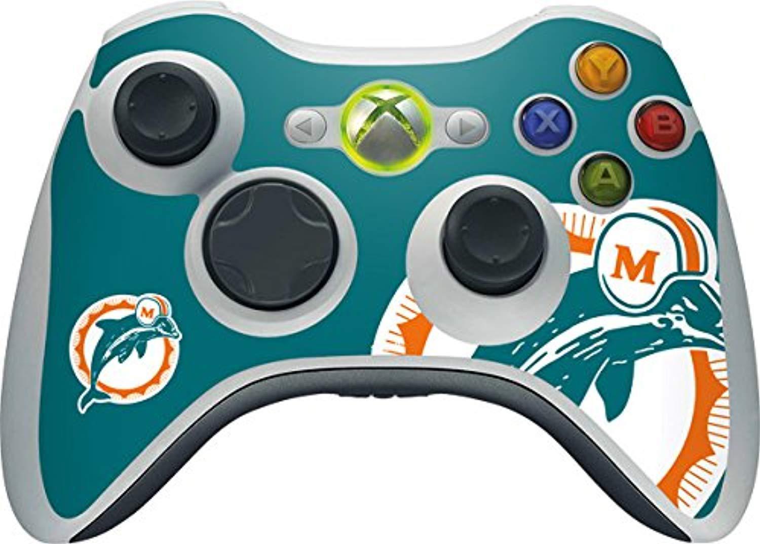 skinit decal gaming skin for xbox 360 wireless controller - officially licensed nfl miami dolphins retro logo design