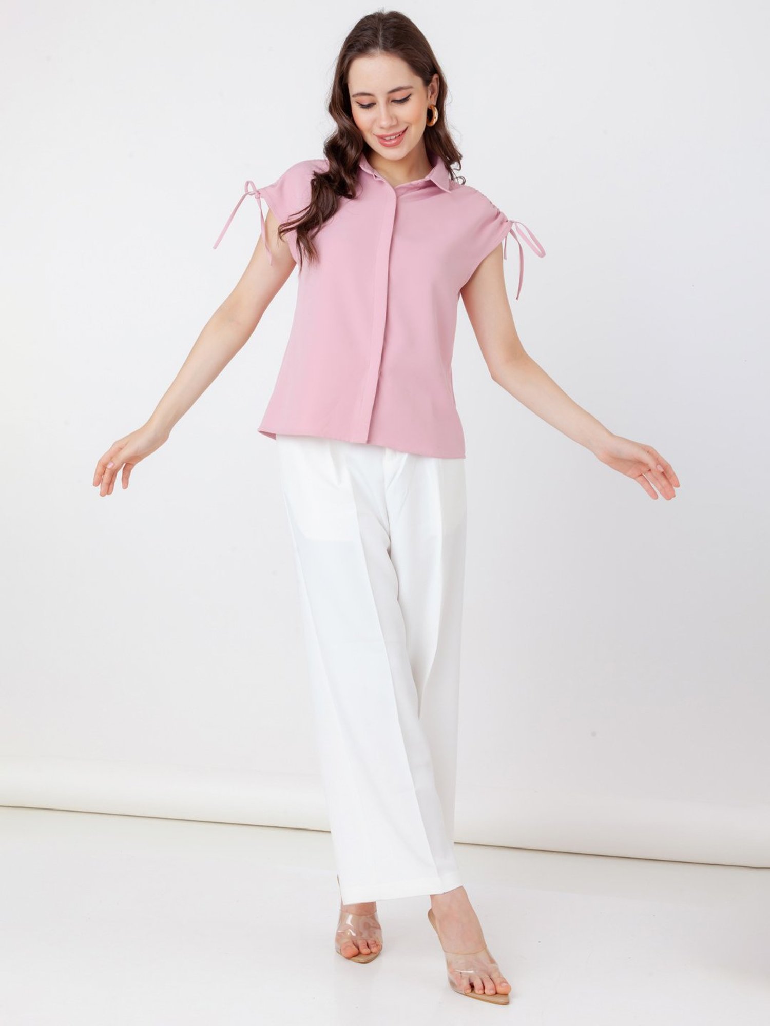 Zink London Light Pink Regular Fit Top