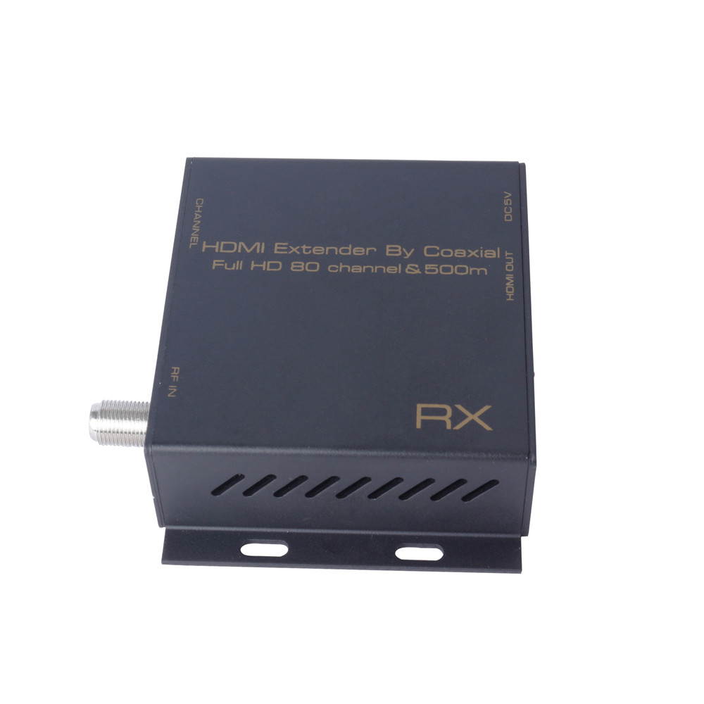 HDMI Extender By Coaxial Full HD up to 80 channel&500m.Support HDMI resolution up to 1080P/60Hz.Support 80 channels for option; frequency ranges 139MHz~950MHz.