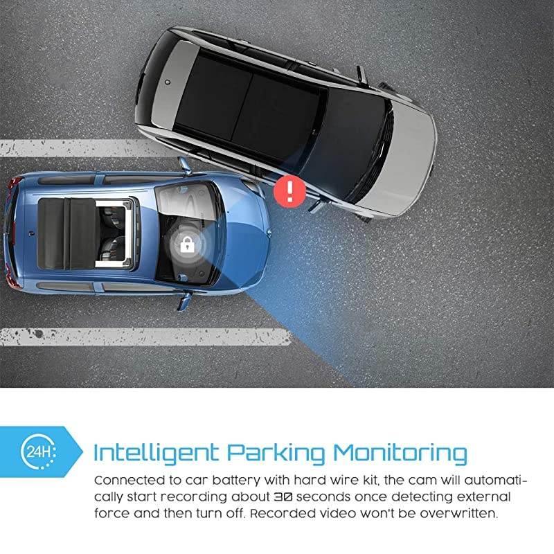 Dash Cam - GPS Dual Car Camera Uber  1080P Front and 720P Inside DVR Recorder with 2.4" Screen IR Super Night Vision Parking Mode Motion Detection and G-Sensor