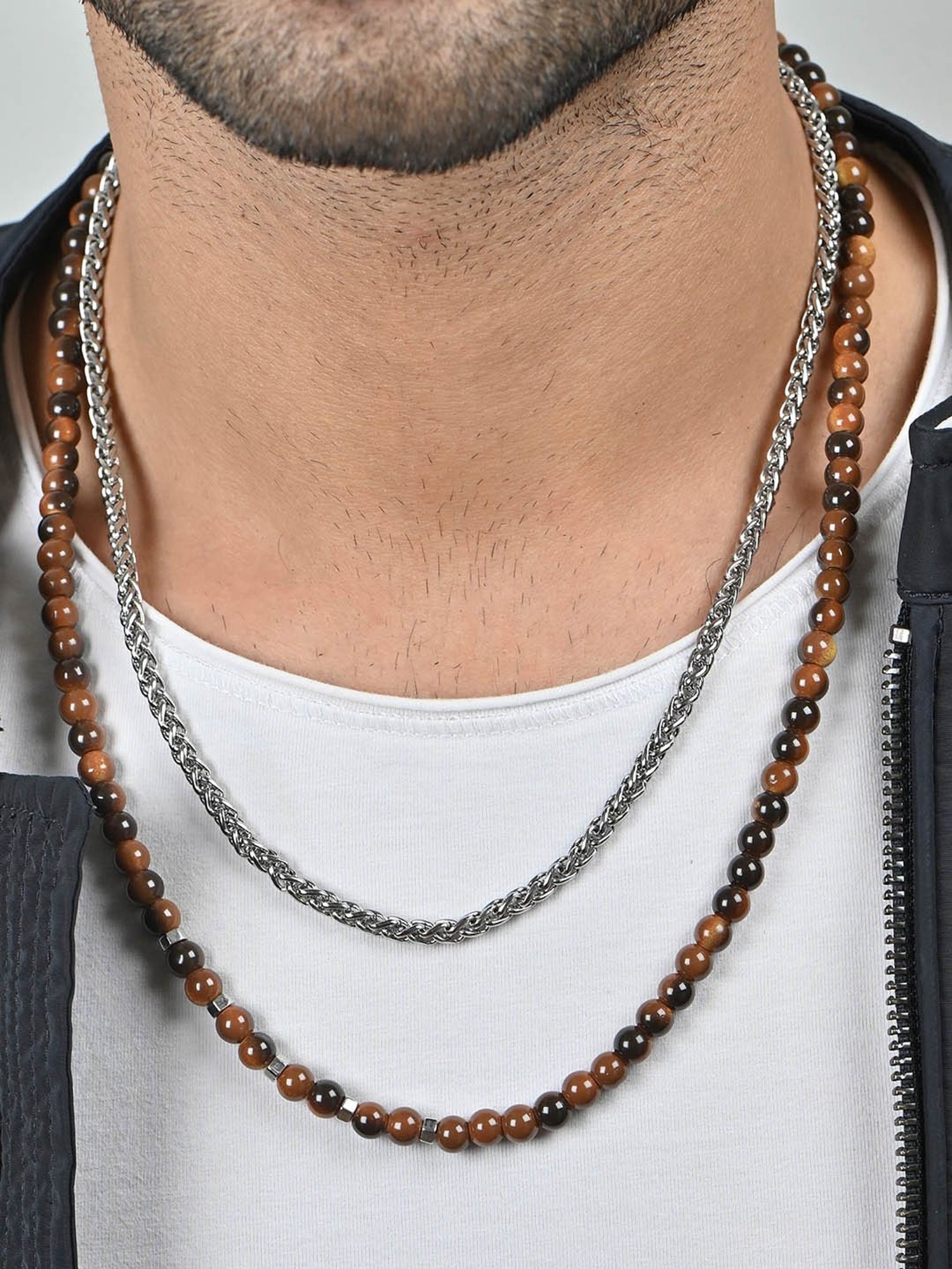 The Bro Code Multi Beaded Layered Neckalce Chain for Men