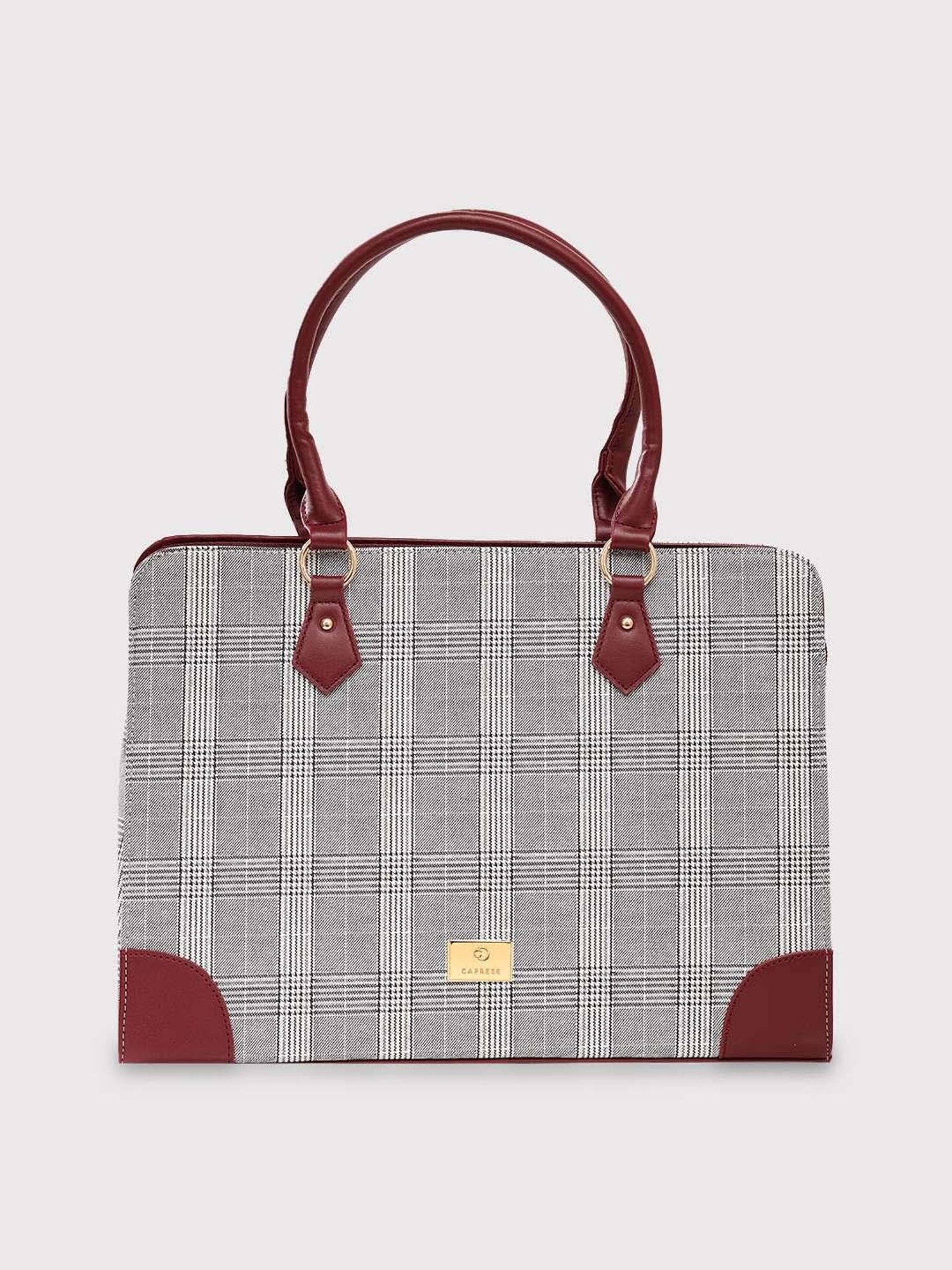 Caprese REMI Grey & Maroon Faux Leather Large Messenger Bag