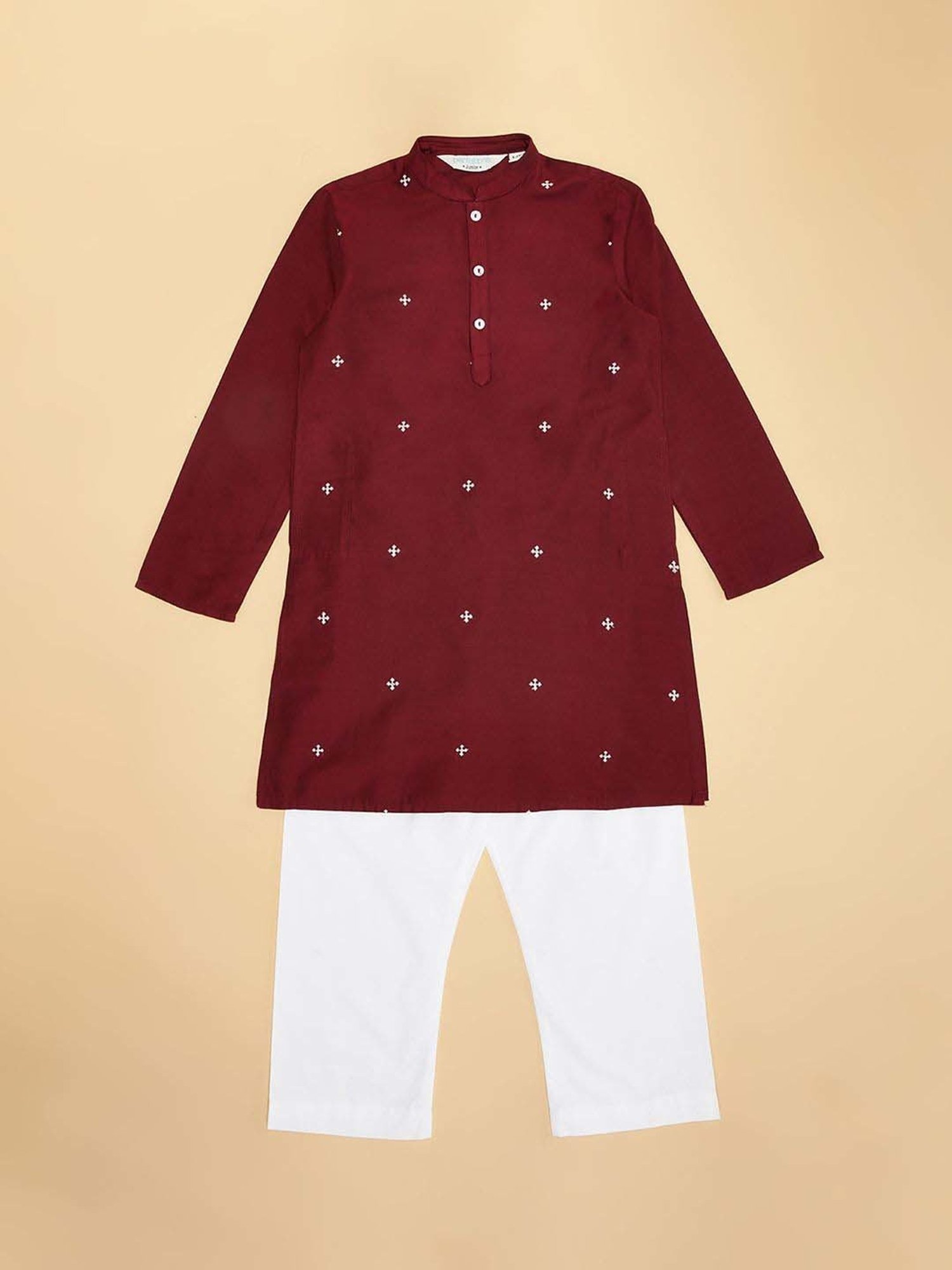 Indus Route by Pantaloons Boys Rust Printed Kurta Sets