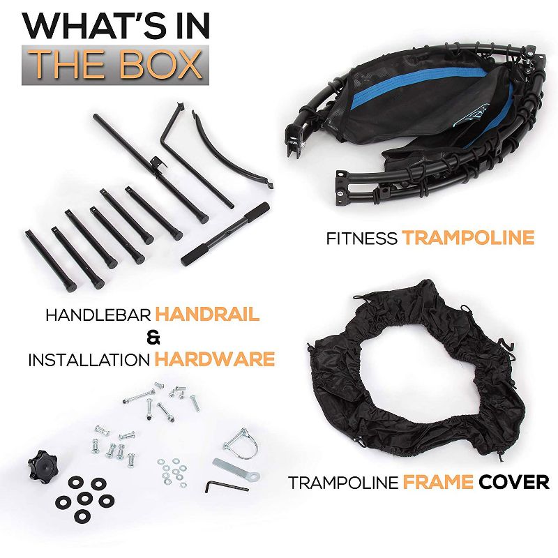 SereneLife SLELT418 40 Inch Adults Indoor Home Gym Outdoor Sports Exercise Fitness Trampoline with T-bar Handle and Padded Frame Cover, Black