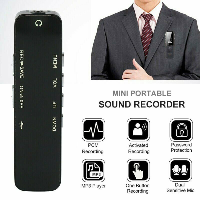 32GB Digital Voice Recorder Voice Activated Recorder -Upgraded Mini Spy Digital Sound Audio Recorder for Lectures, Meetings, Interviews, USB Charge, Dictaphone MP3 Player(SD Card Not Included)