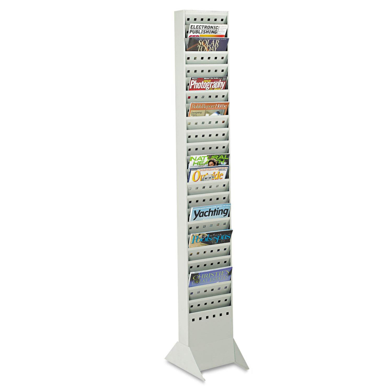 Safco Steel Magazine Rack 23 Compartments 10w x 4d x 65-1/2h Gray 4322GR