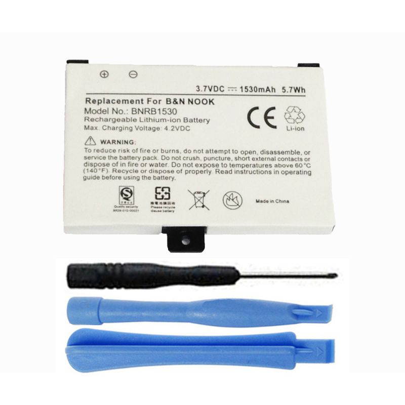 Replacement 1530mAh BNRZ1000, 9BS11GTFF10B3, BNRB454261, BNRB1530 Battery for Barnes & Noble Nook 1st Edition, Nook Classic, BNRV100, BNRZ100 Digital eReader with Installation Tools