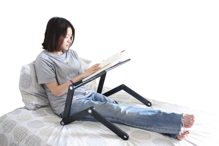 Adjustable Height and Angle Ergonomic Book Holder reading textbook stand for big heavy books studying in bed couch sitting standing at a desk tablet document laptop durable lightweight aluminum,Silver