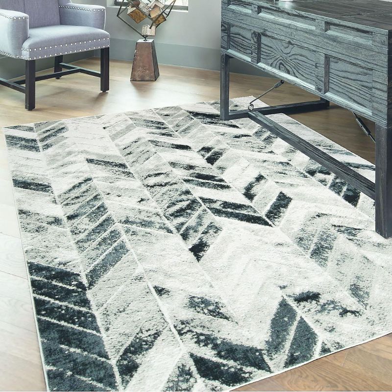 12'X15' Rectangle Loomed Herringbone Area Rug Silver - Feizy