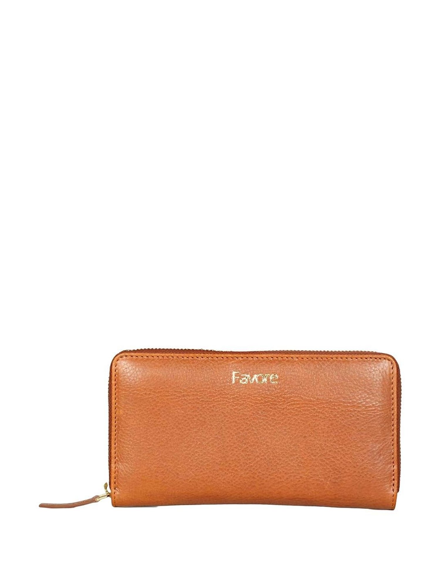 Favore Tan Logo Zip Around Wallet For Women