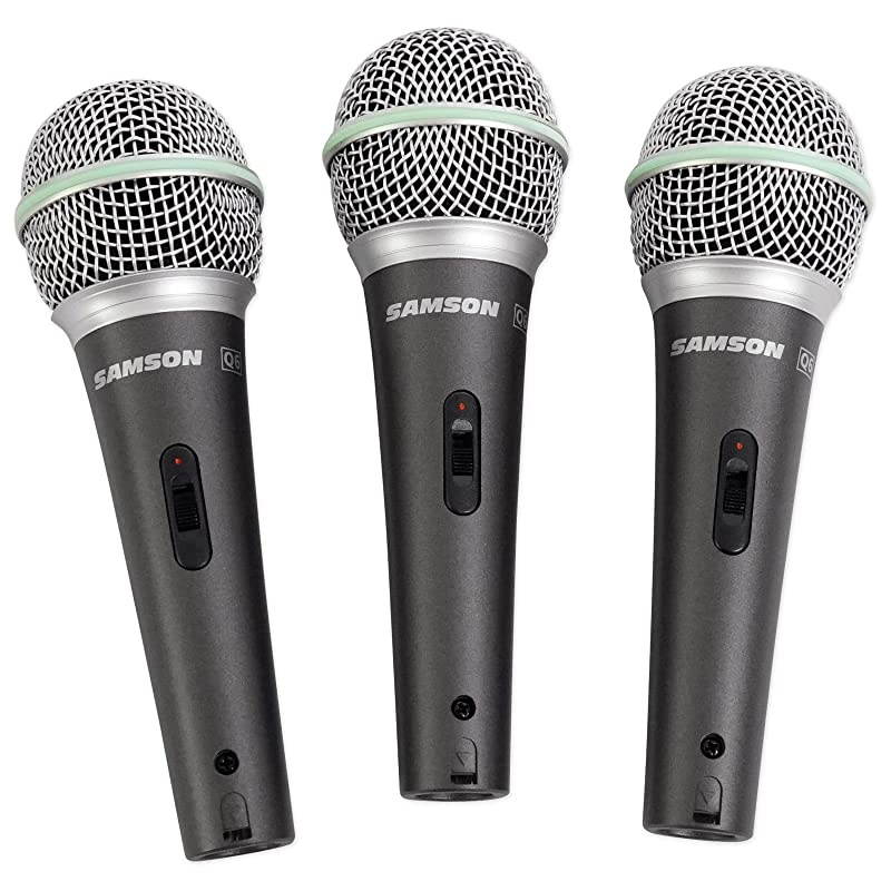 Q6 Dynamic Supercardioid Handheld Mic 3pack + Tripod Base Mic stand + Mic Cable + Strapeez