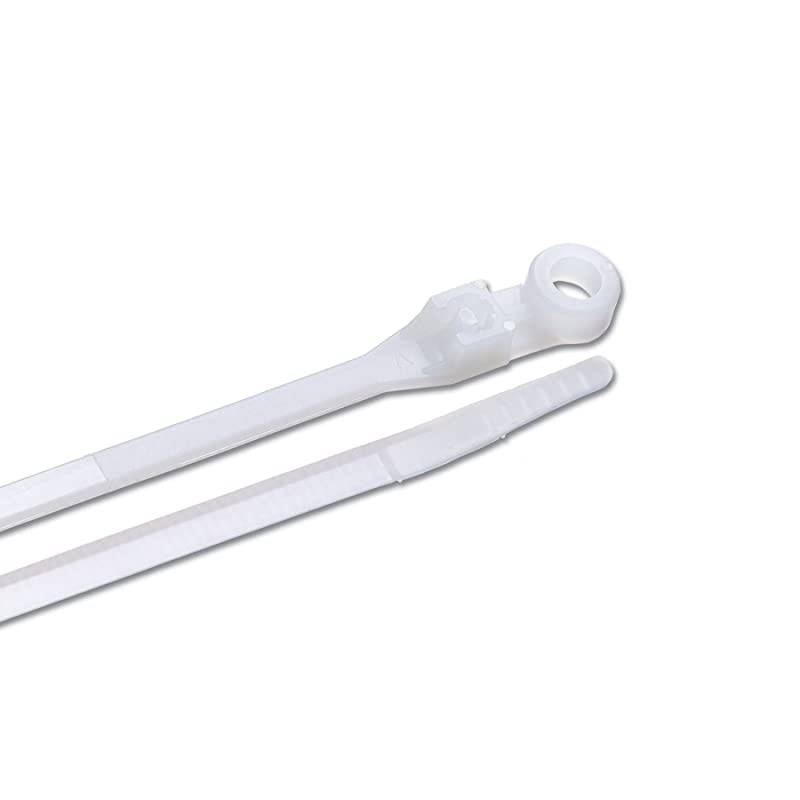 48-308 Mounting Cable Tie, 8 Inch., 50 lb. Tensile Strength, Wire / Cord Management Industrial and Household Use, Nylon Zip Tie, 100 Pk., Natural