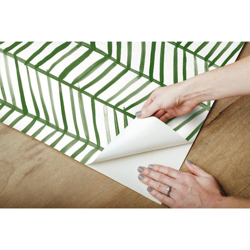 RoomMates Cat Coquillette Herringbone Peel and Stick Wallpaper Green