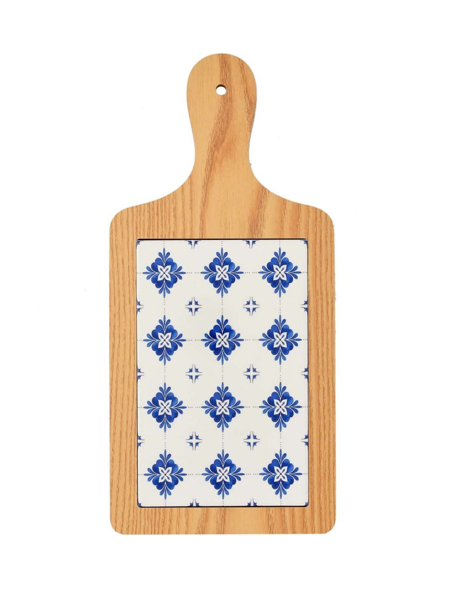 TAYHAA Blue & Brown Ceramic Appetizer Platter With Handle