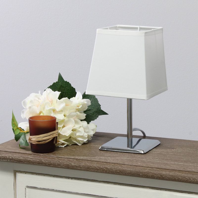 Mini Table Lamp with Squared Empire Fabric Shade White - Simple Designs
