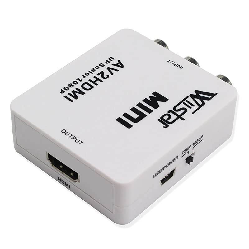 AV to HDMI Converter Mini RCA Composite AV CVBS to HDMI Video Audio Converter Adapter Supporting PAL/NTSC with USB Charge Cable for PC Laptop Xbox PS4 PS3 TV STB VHS VCR Camera DVD