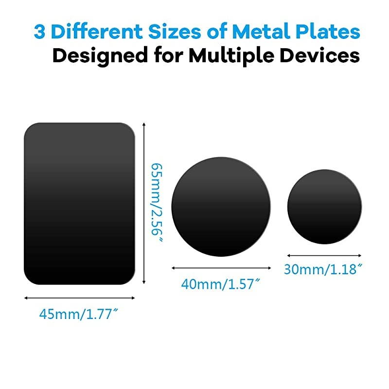 Happy Bell Mount Metal Plate with Sticky Adhesive Pad for Collapsible Grip & Stand/Magnetic Phone Car Mount/Magnet Cradle Holder,Black