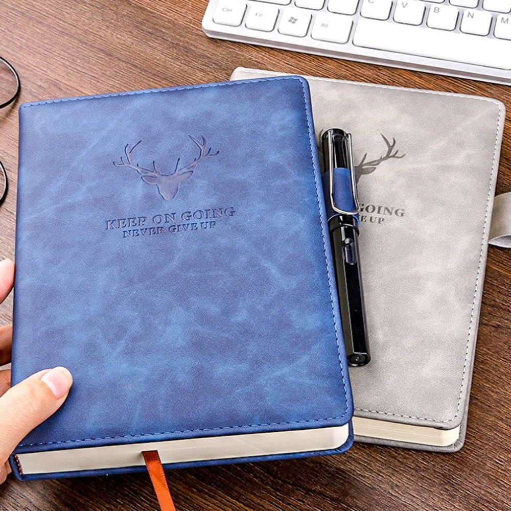 A5 Thicken Notebook 360 Pages Business Soft Leather Office Stationery Bookkeeping Conference Notepad for School Office Brown