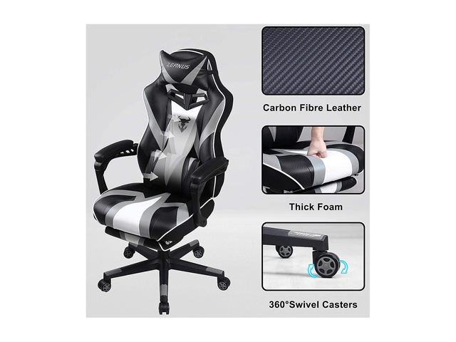 Zeanus Pink Ergonomic Gaming Chair for Girl, Gaming Chair with Footrest, Gaming Chair for Adults, High Back Racing Chair, Computer Chair with Massage, E-Sports Gamer Chair, Big and Tall Gaming Chair