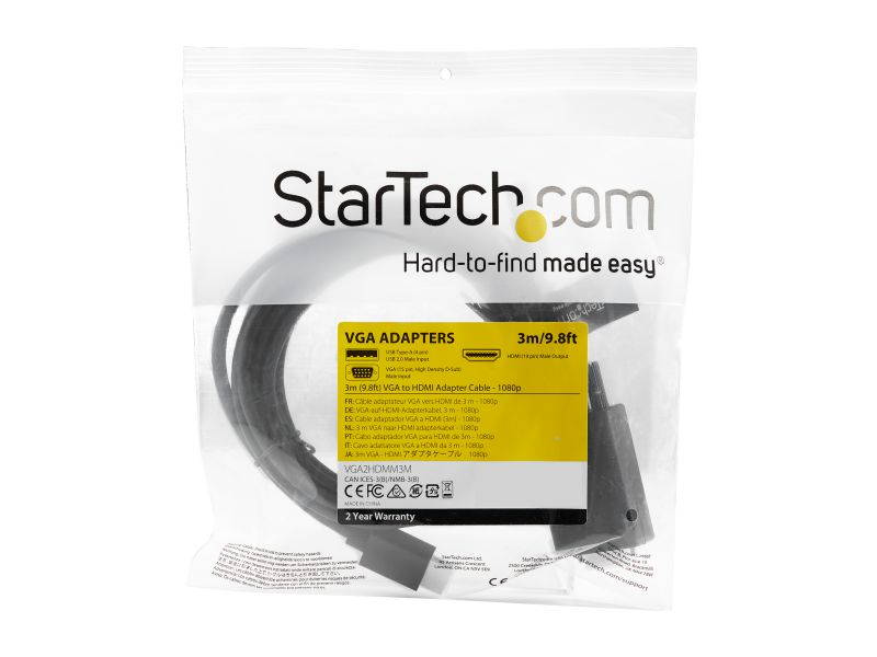 StarTech.com HD2MDPMM1M 3.3 ft. (1 m) HDMI to Mini DisplayPort Cable - 4K 30 - USB-Powered - Mac & Windows - Active Video Cable Adapter (HD2MDPMM1M)