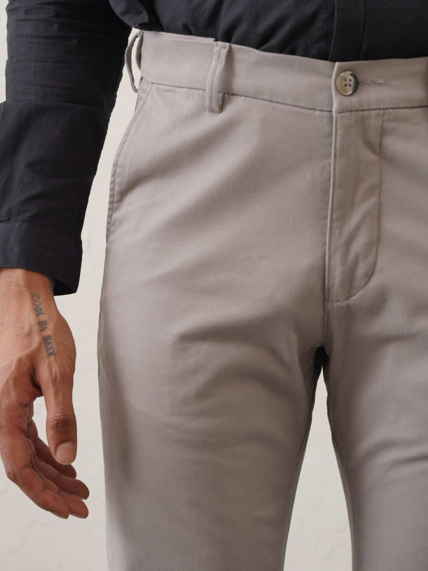 MinusOne Grey Slim Fit Chinos