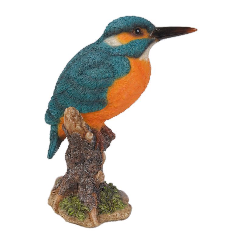 7.5" Polyresin Kingfisher on Stump Statue Blue - Hi-Line Gift