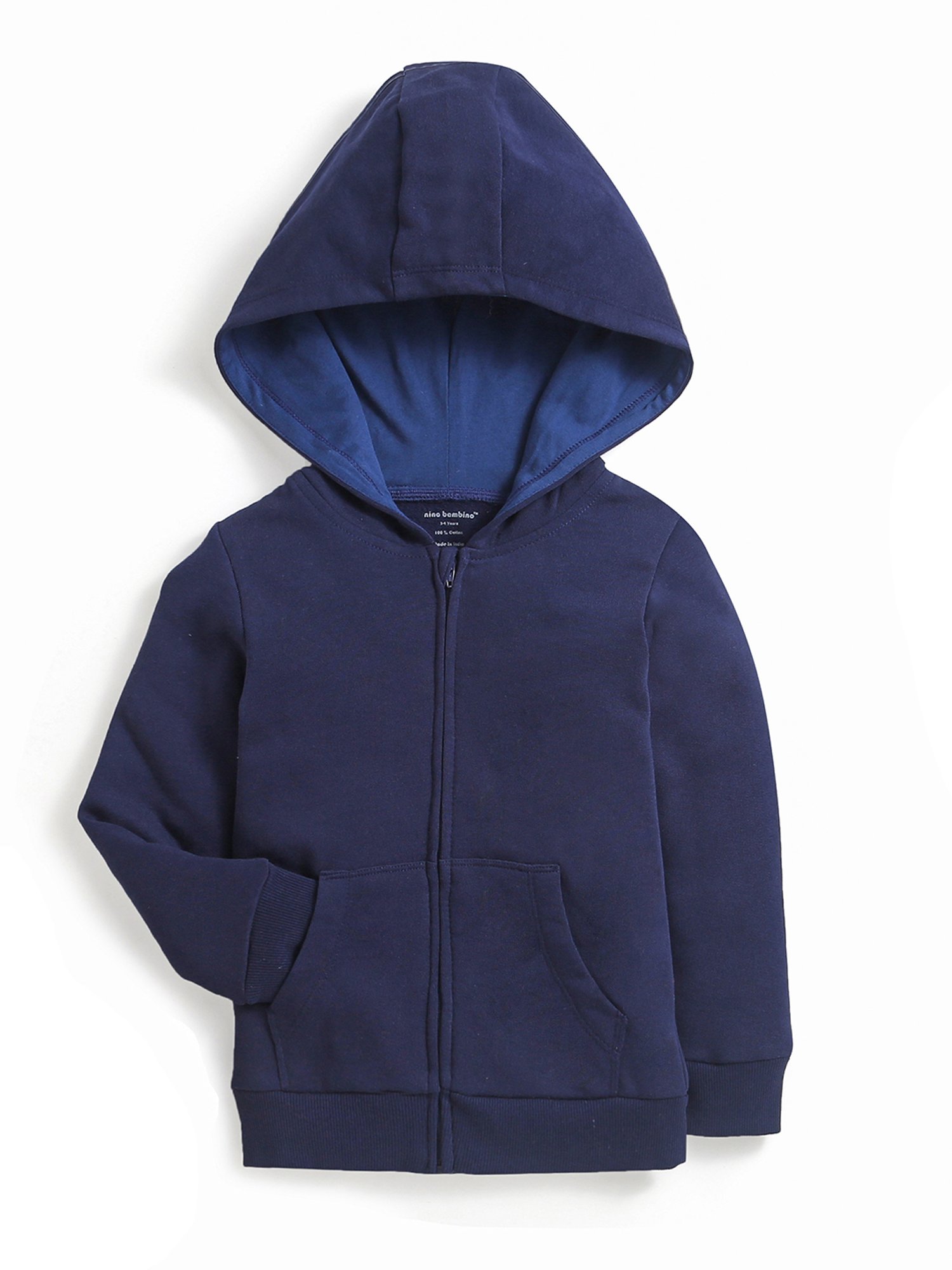 Nino Bambino Kids Navy Solid Full Sleeves Hoodie