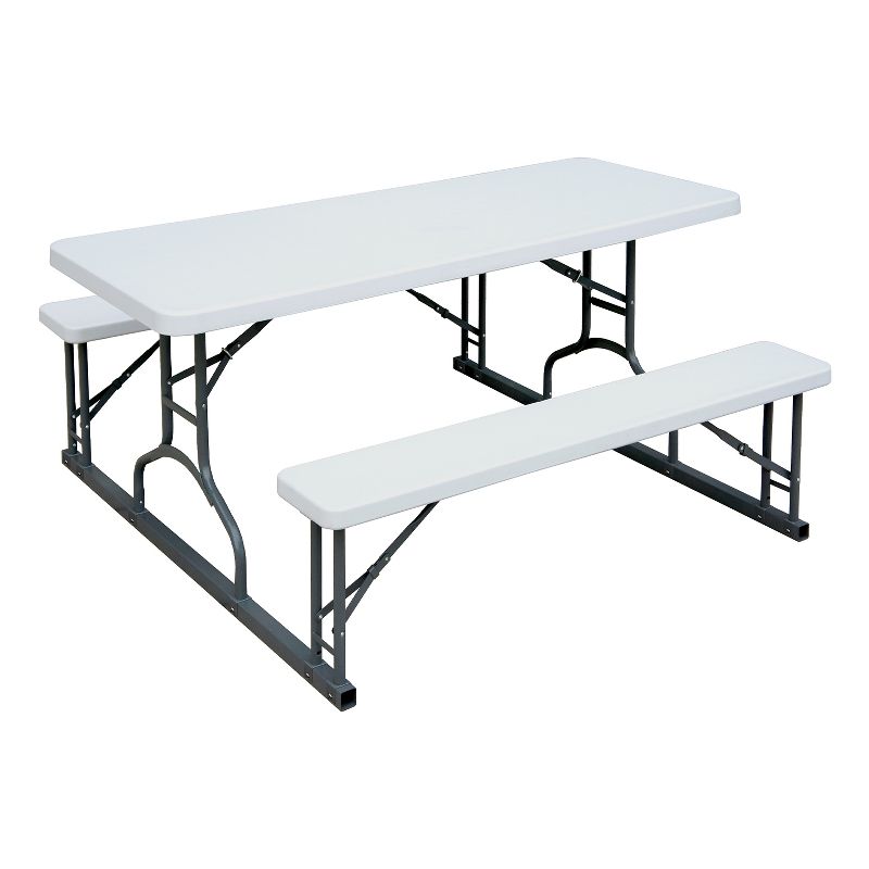 Plastic Development Group PIC345 Outdoor/Indoor Heavy Duty Dining Group 6 Foot Straight Folding Picnic Table, White