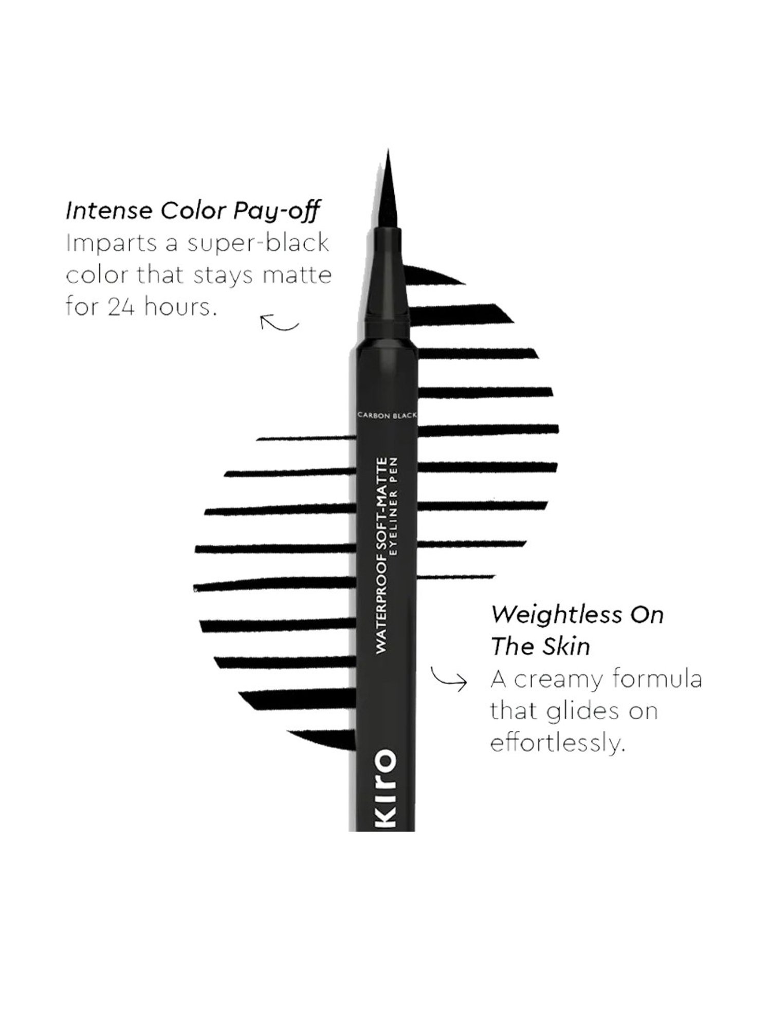 Kiro Beauty Liquid Waterproof Soft Eyeliner Pen Matte Carbon Black - 1.1 ml