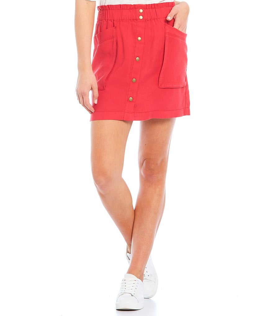 A Loves A Paper Bag Waist Snap Front High Rise Skirt