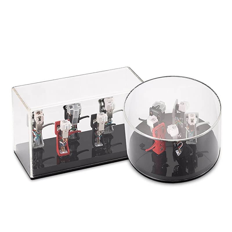 Headshell Cartridge Keeper Phono Shell Case Acrylic Box Turntable Record Player Stylus Holder (Round)