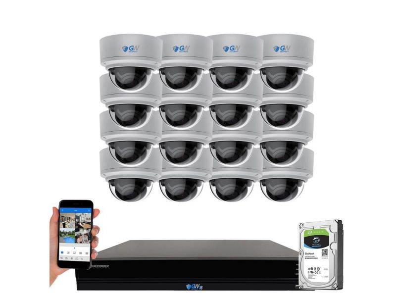 GW Security 4K (8MP) Smart AI Color Night Vision Security Camera System, 32 Channel H.265+ 8MP NVR, 32 x UltraHD 4K POE Microphone 2.8-12mm Varifocal Lens Human Detection Dome Camera