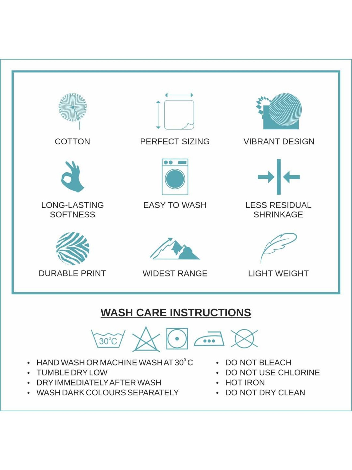 Bella Casa Stella Collection Orange & Blue Cotton 180 TC Bedsheet with 2 Pillow Covers