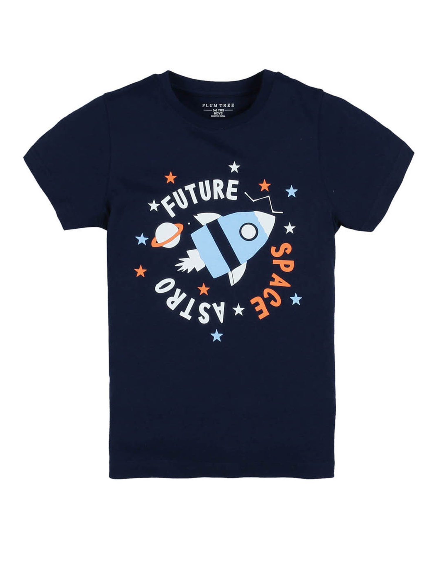Plum Tree Kids Navy & White Printed T-Shirt (Pack Of 2)
