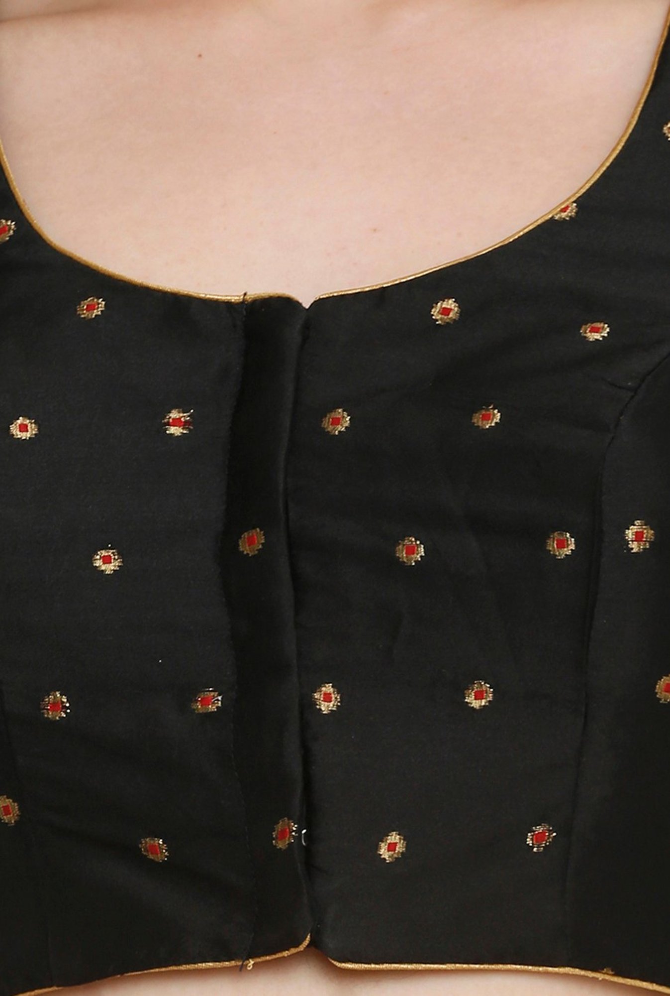 Salwar Studio Black Woven Pattern Readymade Blouse