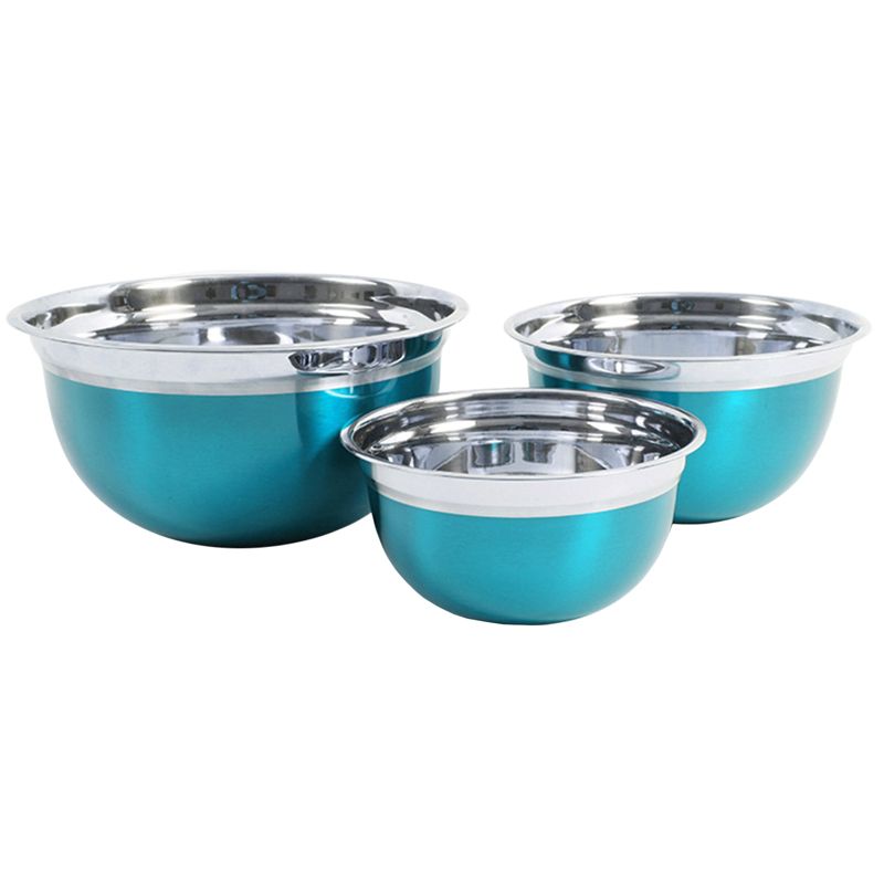 Oster 3 Piece Rosamond Stainless Steel Round Mixing Bowls in Turquoise